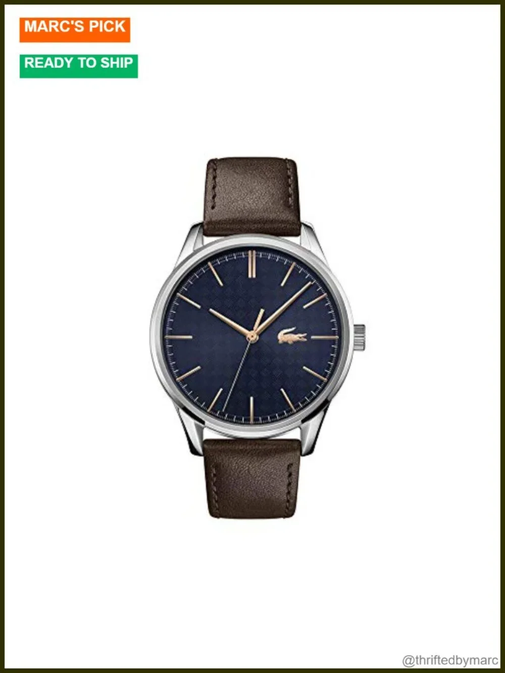 Men's Quartz Watch Stainless Steel Case Italian Leather Strap Analog